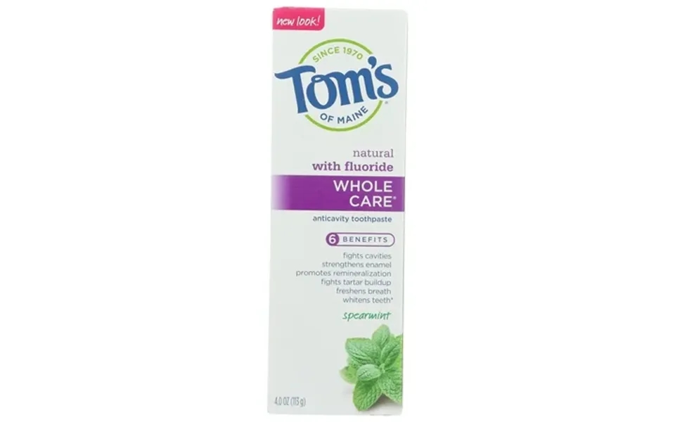 Toms Of Maine Whole Care Spearmint Anticavity Toothpaste 4 Oz