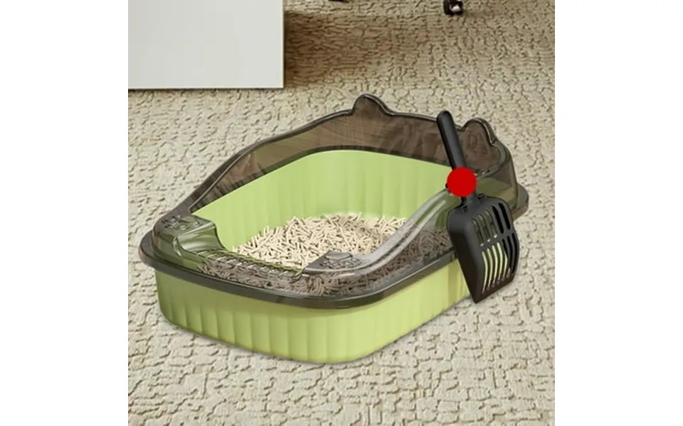 Tooyful Kitty Litter Pan Semi Enclosed Cat Sand Box Splashproof Container Opening Top For Puppy Large Animals Rabbits Gr