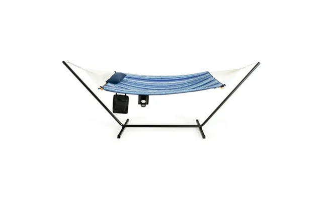 Topbuy 12ft Hammock With Heavy-duty Steel Stand Woven Hammock Chair Set Portable Hammock With Beech Wood Bar & Cotton Ma product image