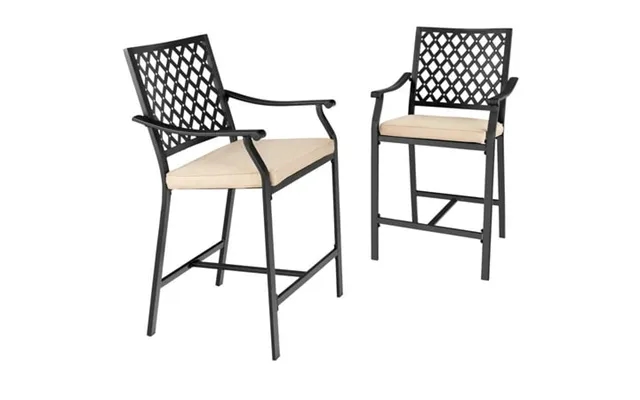 Topbuy 2 Piece Patio Bar Height Chairs Outdoor Bar Steel W High-density Seat Cushions Cozy Footrest Heavy-duty Steel Fra product image