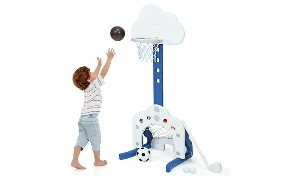 Topbuy 3-in-1 Basketball Hoop Set Stand Toddler Basketball Hoop Game Set White