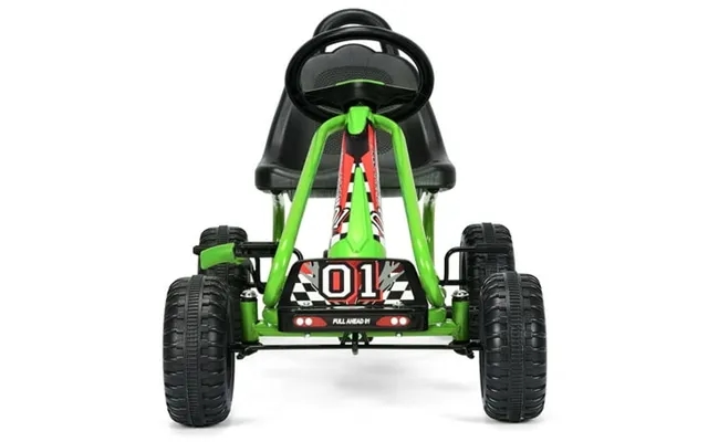 Topbuy 4-wheel Kids Pedal Powered Ride On Go Kart W Adjustable Seat & Handbrake Green product image