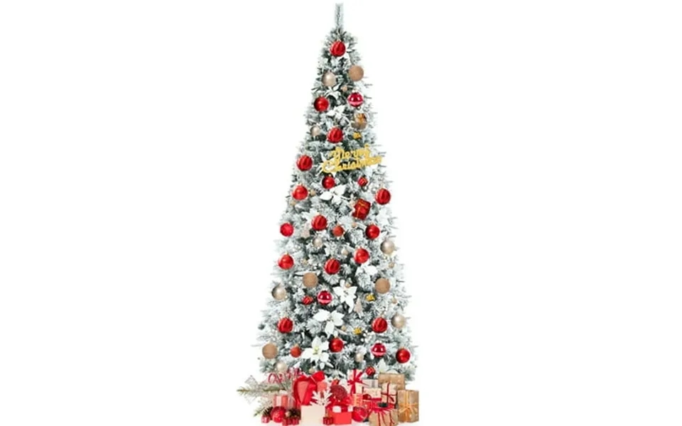 Topbuy 8ft Slim Pencil Tree Hinged Artificial Christmas Tree W 807 Branches Tips