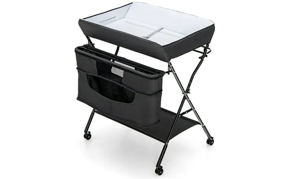 Topbuy Portable Baby Changing Table Folding Newborn Nursery Organizer With Wheels Black