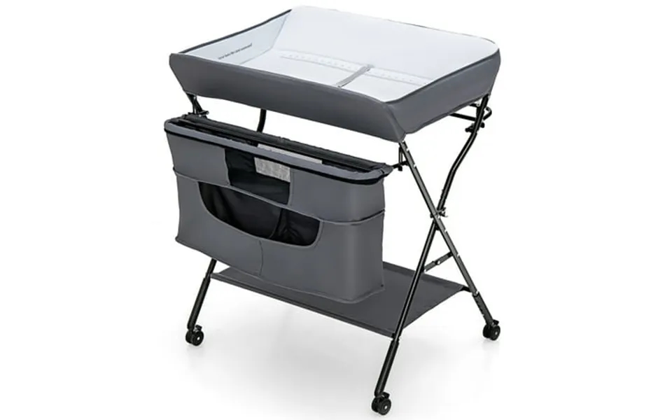 Topbuy Portable Baby Changing Table Folding Newborn Nursery Organizer With Wheels Grey