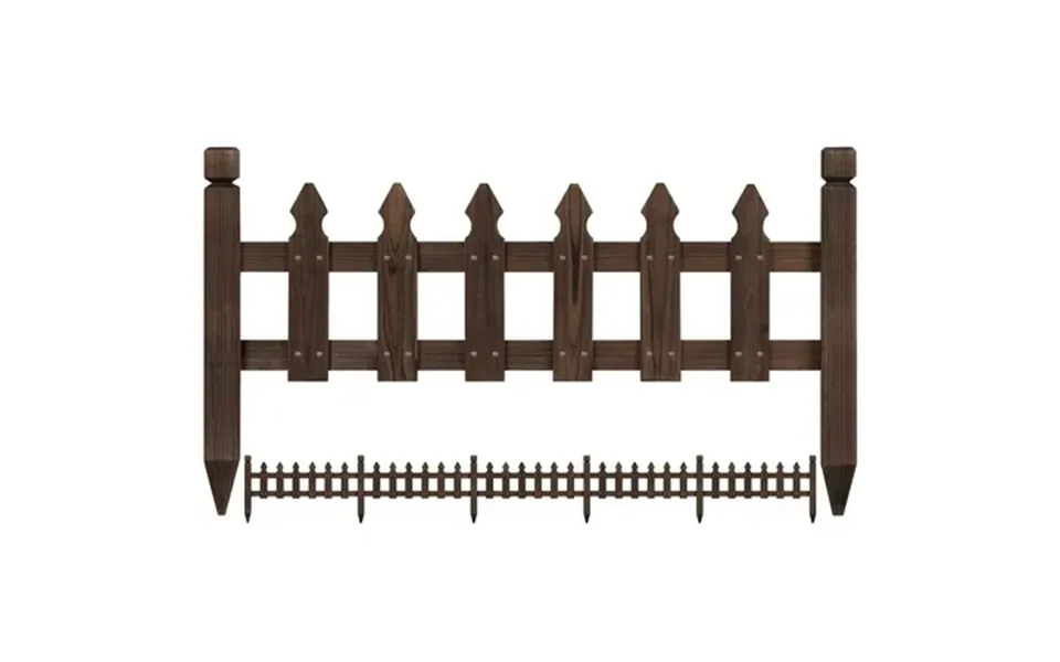 Topeakmart 11.5 H X 35.5 W Wood Garden Fence Pricket Fencing Border Set Of 5 Natural Wood