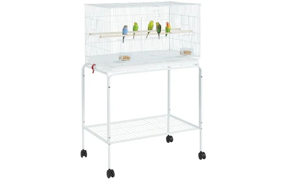 Topeakmart 47-in Flight Cage With Rolling Stand For Small Birds Parrots Parakeets Conures White