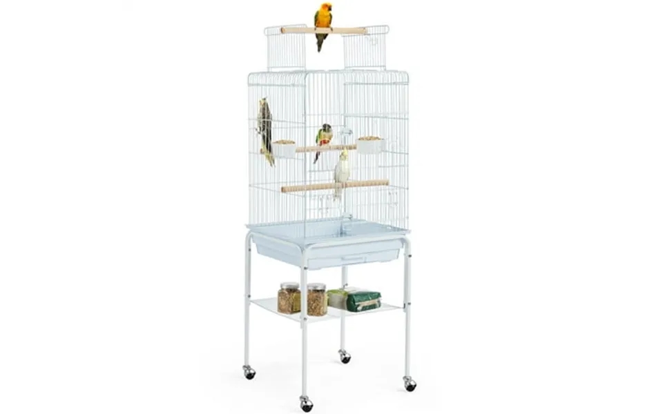 Topeakmart 53.5-inch Open Top Metal Birdcage With Detachable Stand White
