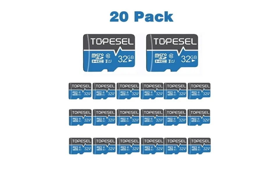 Topesel 20 Pack 32g Microsdhc Memory Card High Speed Tf Card Class10 Uhs-i Memory Card For Phone Camera Blue