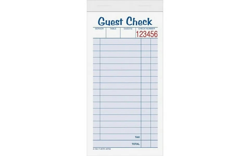 Tops 2-part Carbonless Guest Check Books - 2 Part