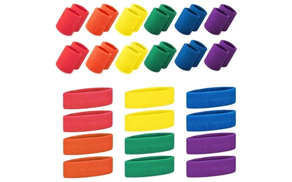 Toptie 36 Pcs Sweatbands Set Cotton Sports Sweat Band 12 Headbands & 24 Wristbands