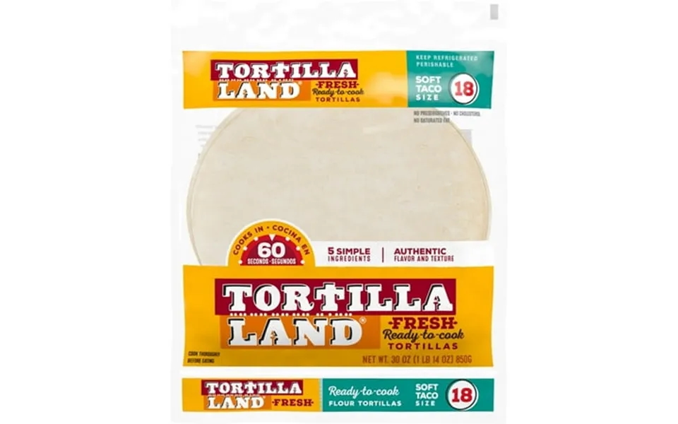 Tortilla Land Ready To Cook Soft Taco Size Flour Tortillas 30 Oz 18 Count