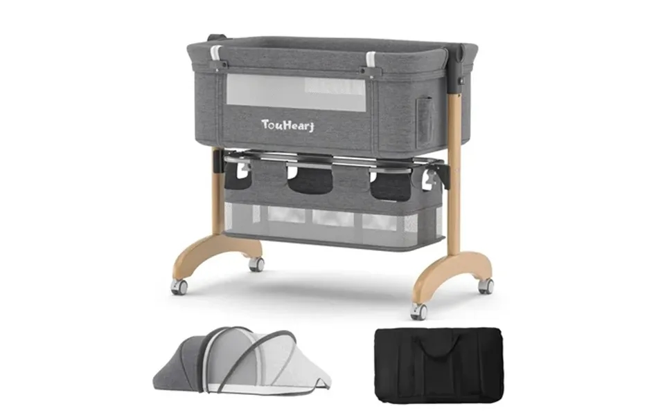 Touheart 3-in-1 Baby Bassinet Bedside Sleeper For Newborns 0 6 Months Easy Folding Gray