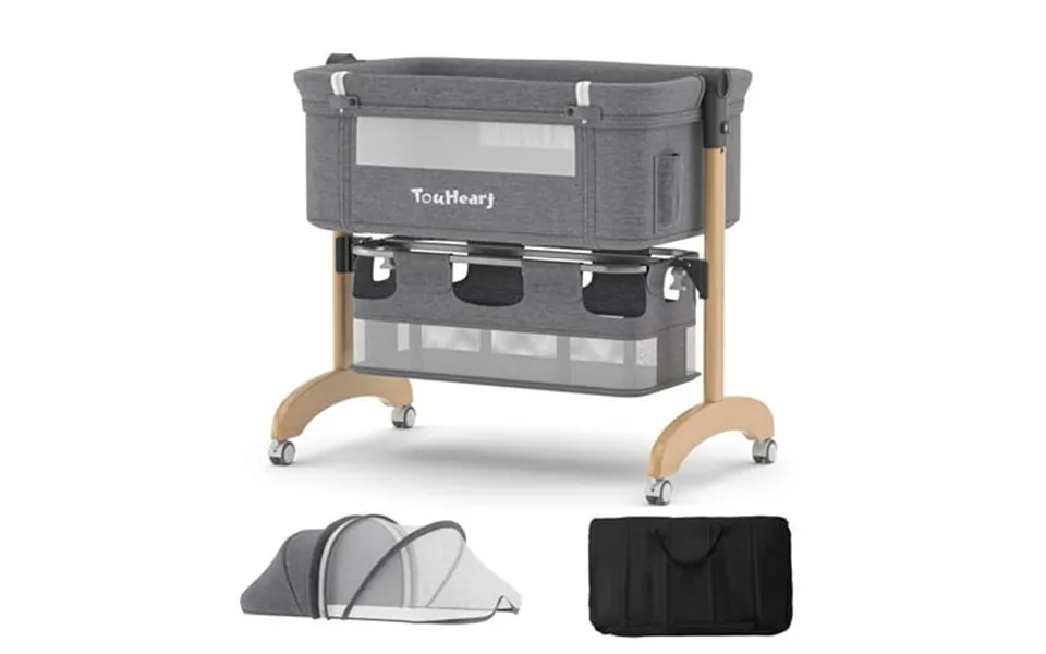 Touheart Baby Bassinet Bedside Sleeper 3-in-1 Convertible For Newborns 0 6 Months Gray