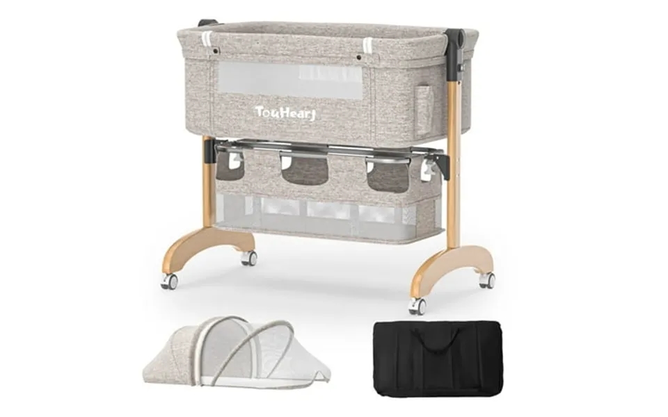 Touheart Baby Bassinet Bedside Sleeper 3-in-1 Convertible For Newborns 0 6 Months Khaki