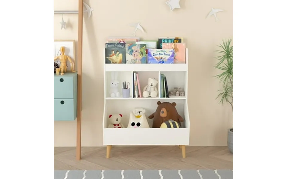 Toy Storage Organizer Kids Bookshelf With Pine Legs Multifunctional Small Bookshelf Kids Bookcase With Safety Buckle No