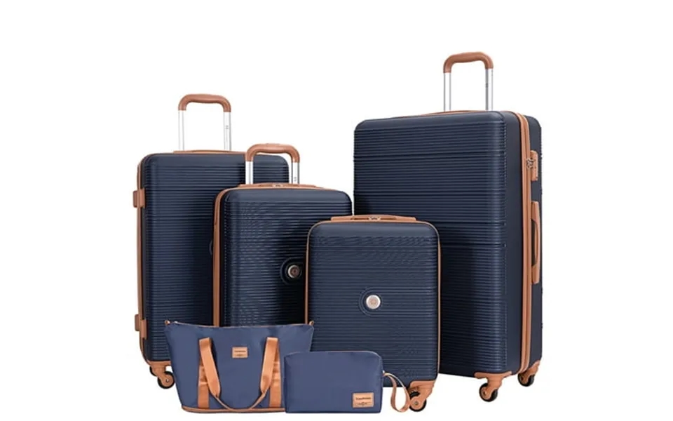 Travelhouse 6 Piece Hardshell Luggage Set Hardside Lightweight Suitcase With Tsa Lock Spinner Wheels