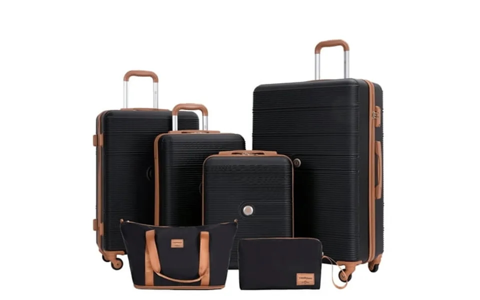 Travelhouse 6 Piece Hardshell Luggage Set Hardside Lightweight Suitcase With Tsa Lock Spinner Wheels