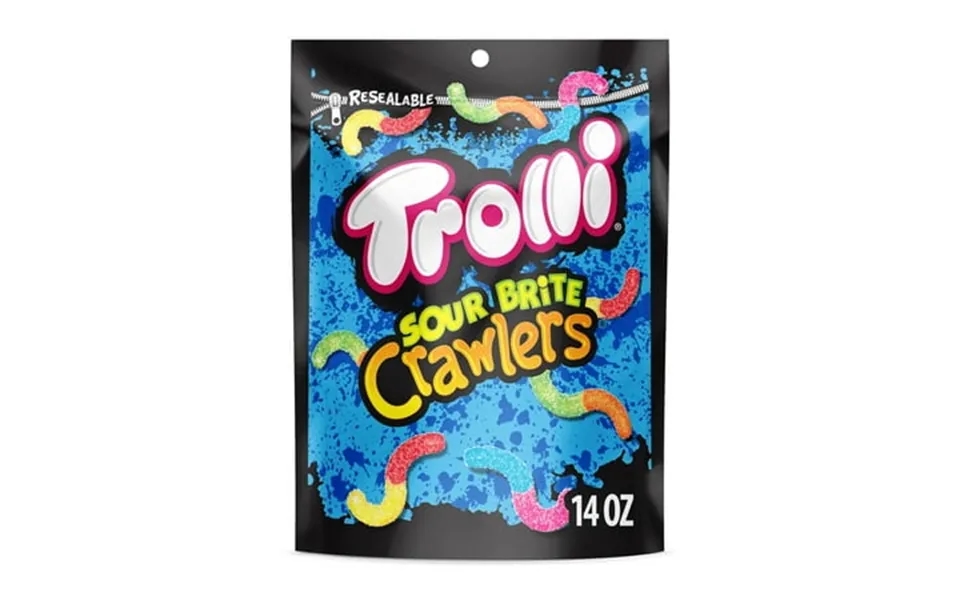 Trolli Sour Brite Crawlers Candy Cherry-lemon Strawberry-grape & Orange-lime Sweet And Sour Gummy Worms 14 Oz-pack Of 2