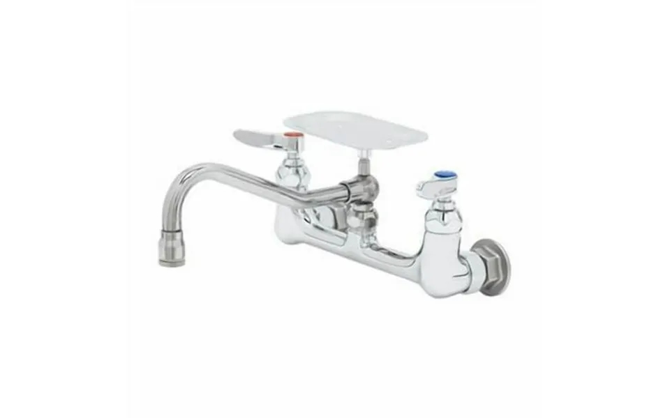 T&s Brass - Double Pantry Faucet Wall Mount 8 Centers 8 Swing Nozzle With Soap Dish