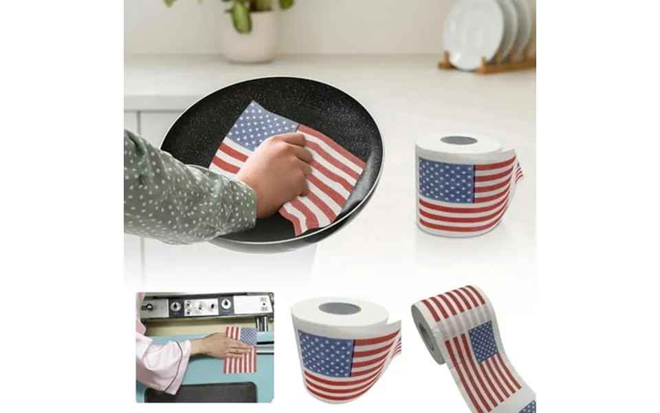 Tuobarr American Flag Roll Paper Bathroom Tissue Bathroom Toilet Napkin Toilet Tissue Supple