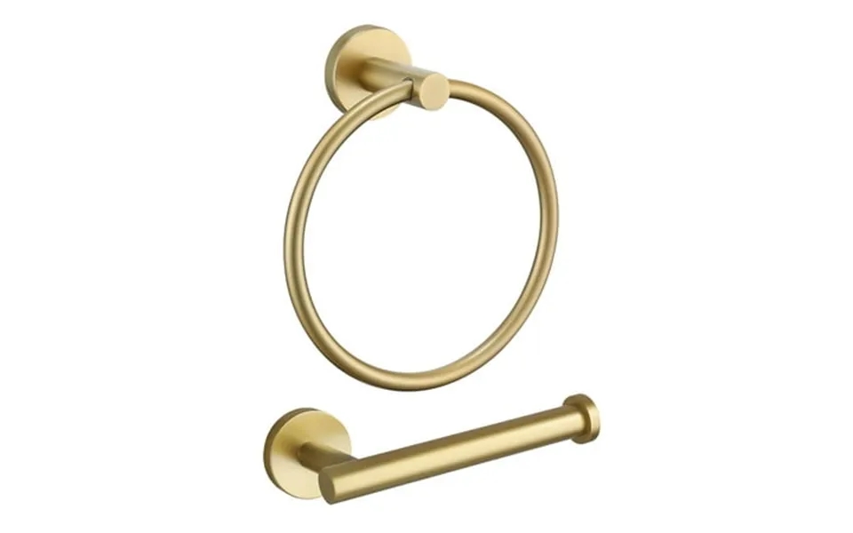 Turs Towel Ring Toilet Paper Holder Brushed Gold Bathroom Hardware Set 2 Pieces Wall Mount Stainless Steel C38