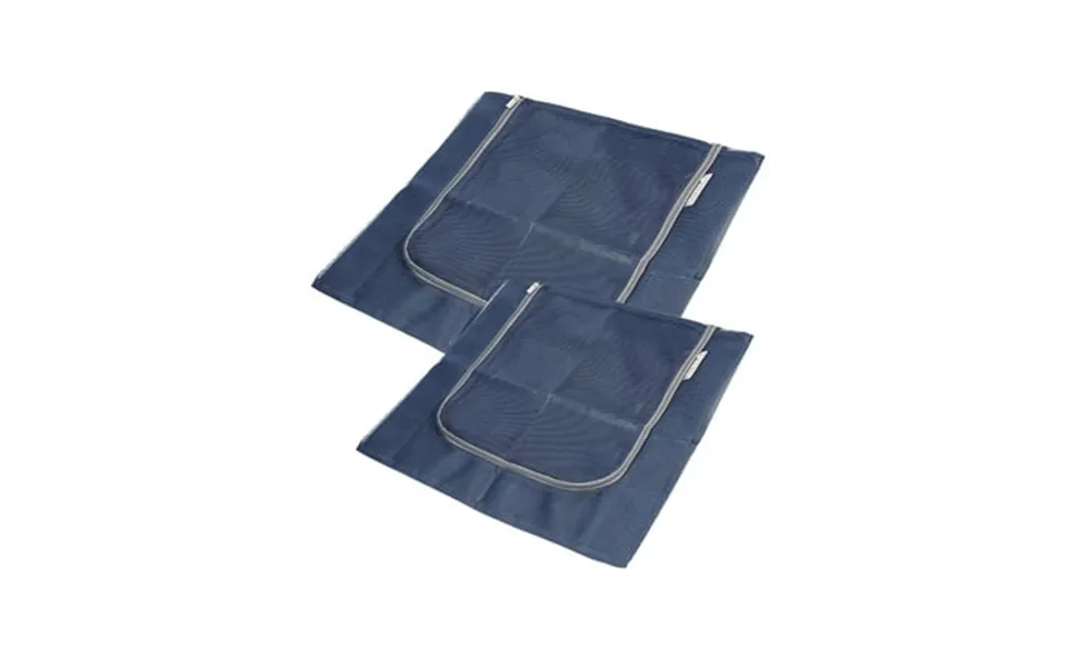 Two Pack Blue Easy Luggage Storage Mesh Packing Cube With Zipper Large And Medium