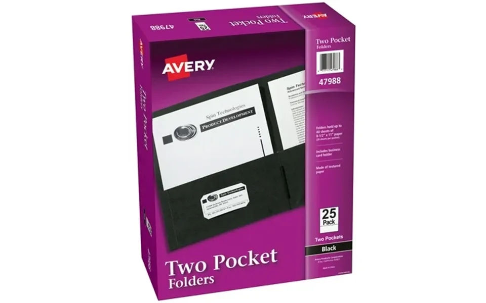 Two Pocket Folders Holds Up To 40 Sheets 25 Black Folders 47988