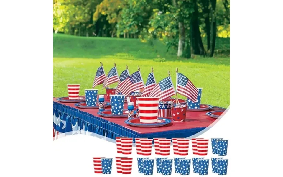 Tyidzon 26pc Paper Cups Independence Day American Flag Patriotic Party Supplies Disposable Dinnerware For Veterans Day E