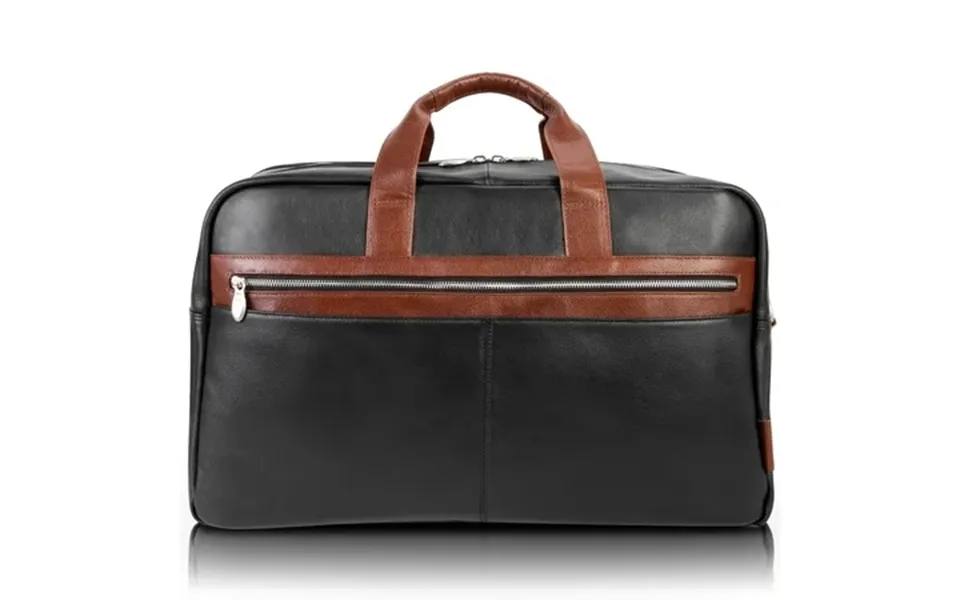 U Series Wellington 21 Leather Two-tone Dual-compartment Laptop & Tablet Carry-all Duffel - Black
