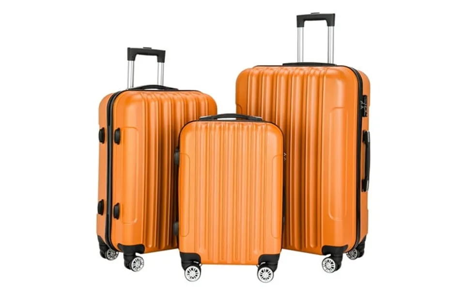 Ubesgoo Luggage Sets Pc Abs Durable Suitcase On Wheels Tsa Lock Orange