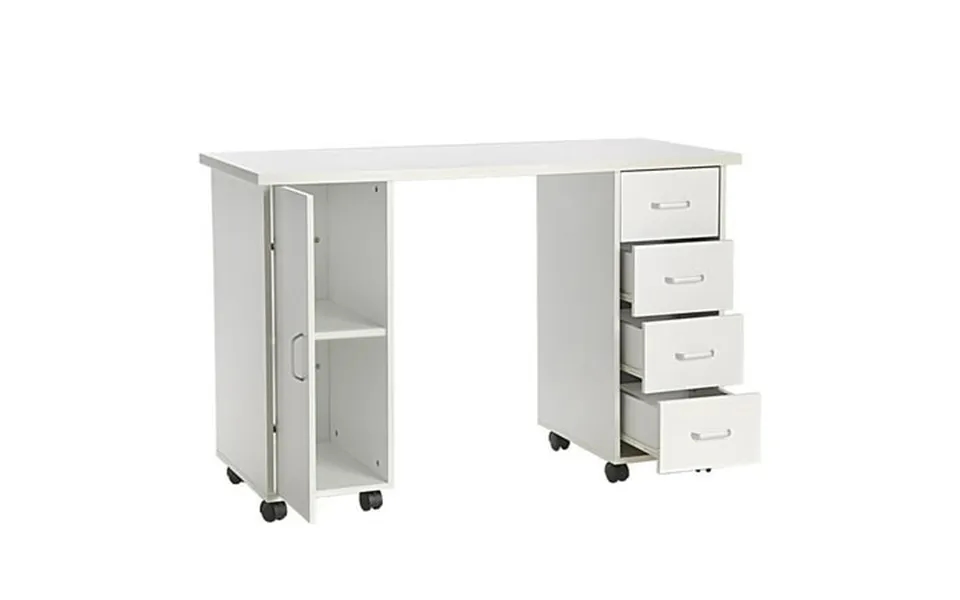 Ubesgoo Wooden Nail Table Portable Manicure Station Desk Spa Beauty Salon Table W Drawers White