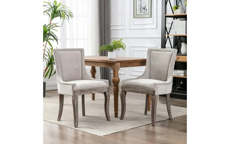 Uhomepro Modern Fabric Upholstered Dining Chairs Set Of 2 Beige