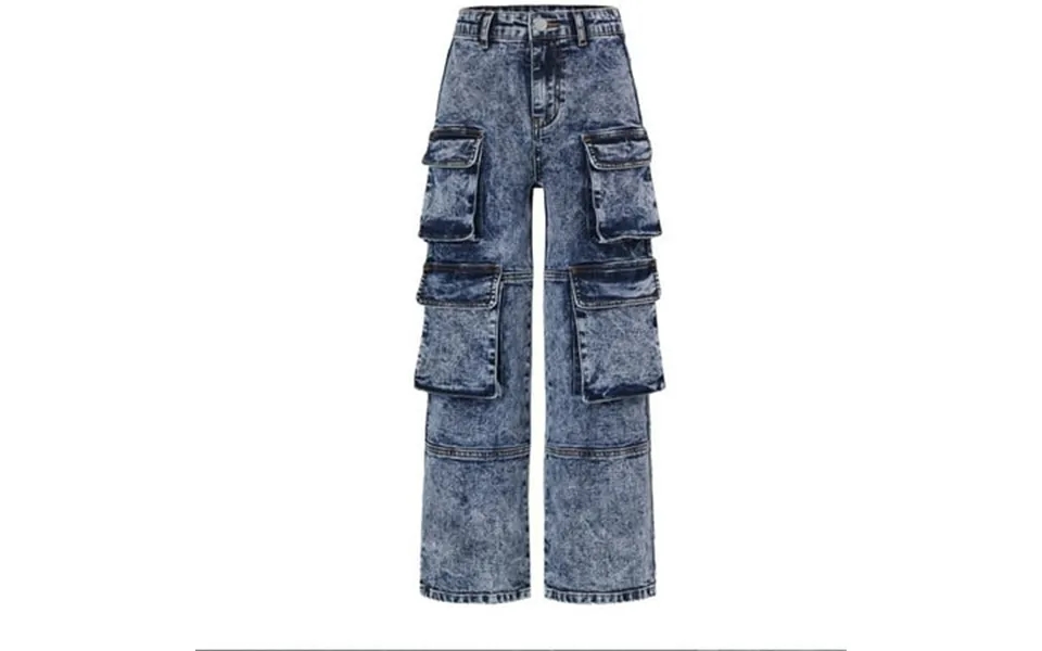 Ulitacool Girls Dress Pants 9-10 Years High Waisted Cargo Pants With Pockets And Loose Fit Denim Jeans Relax Fit Playsui