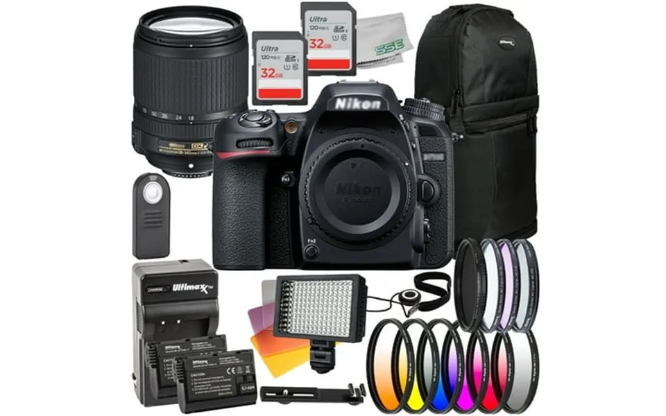 Ultimaxx Deluxe Nikon D7500 Dslr Camera With 18-140mm Lens Bundle - Includes 2x 32gb Ultra Memory Cards 2x Replacement B