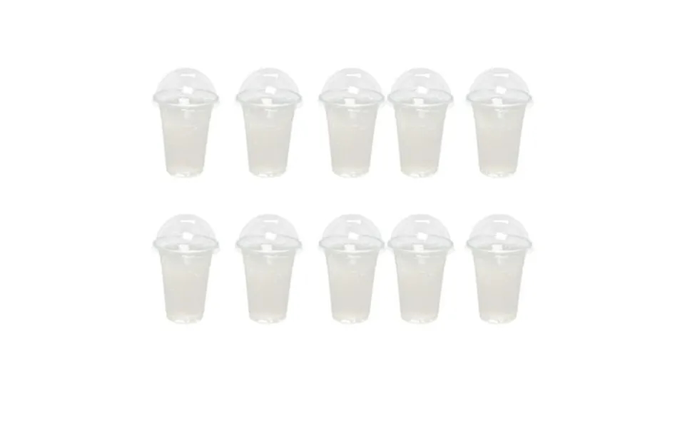 Unbranded Transparent Pp Plastic Cups With Dome Lids For Drinking Perfect For Cold Drinks Iced Coffee Smoothies 500ml
