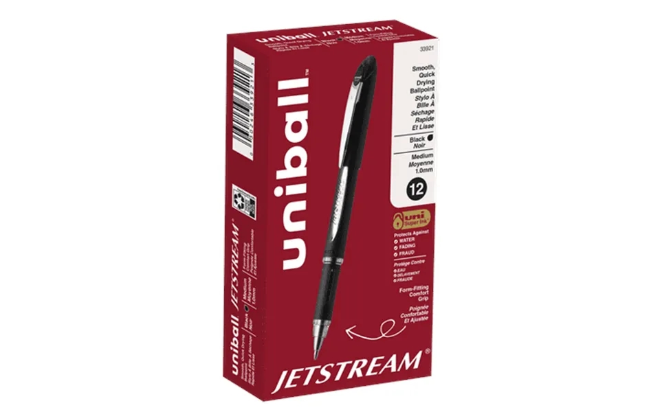 Uniball Jetstream Ballpoint Pens Medium Point 1.0mm Black Ink 12 Count