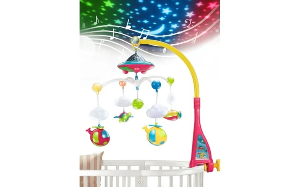Unih Baby Crib Mobile With Lights And Music Box For Toddlers Musical Mobile With Moon And Stars Projection For Infants A