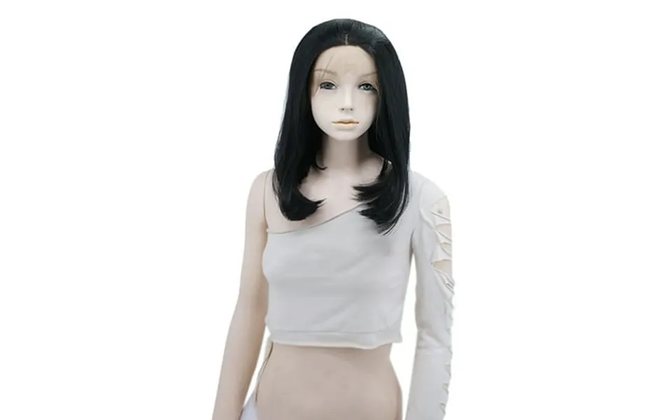 Unique Bargains Lace Front Wigs Medium Long Straight Bob For Women Black 14