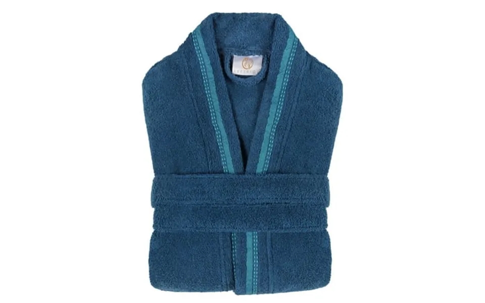 Unisex Cotton Terry Kimono Bathrobe With Embroidery All-season Robe Sm Aqua-blue