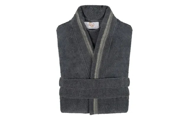 Unisex Cotton Terry Kimono Bathrobe With Embroidery All-season Robe Xl Grey-stone product image