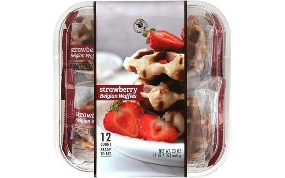 Universal Bakery Strawberry Belgian Waffles 12ct
