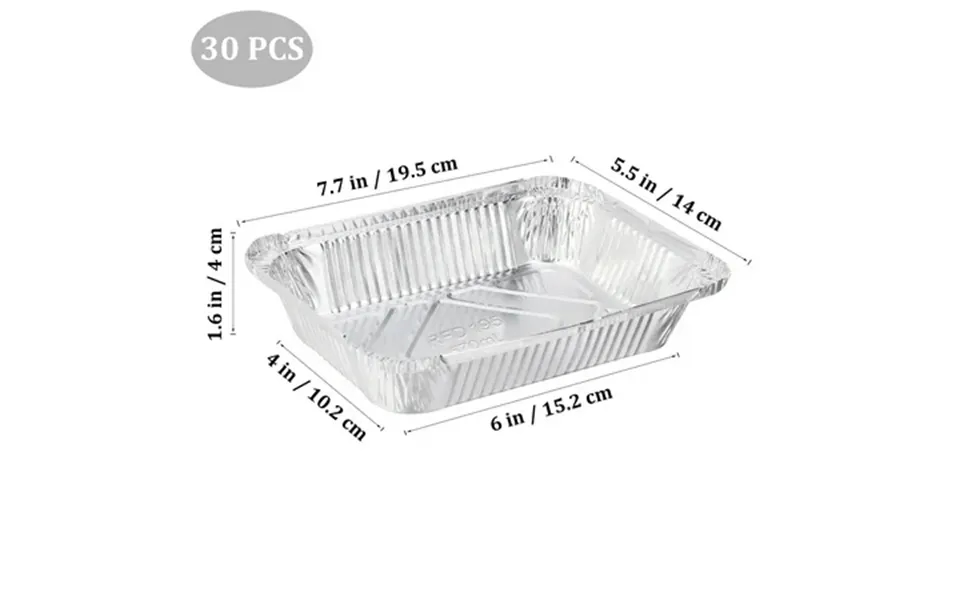 Unomor Barbecue Foil Tray Silver For Barbecue 30pcs 7.66x5.66x1