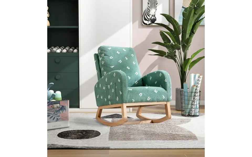 Upholstered Rocking Chair For Children Rocking Glider Chair With Side Pocket And Boucle Surface Rocking Armchair For Liv