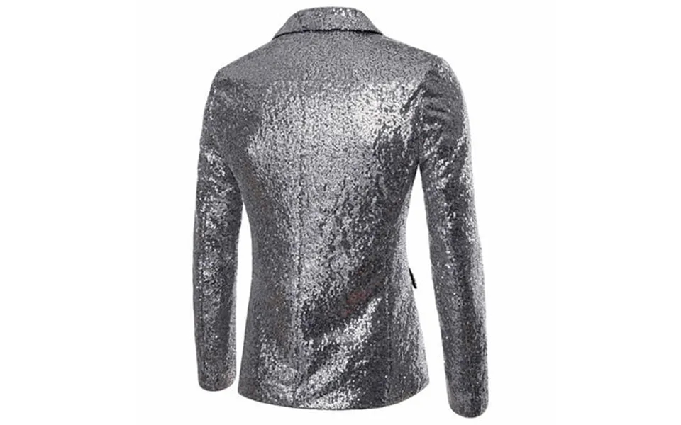 Upioiwer Charm Men S Casual One Suites For Mens Button Fit Suit Coat Mens Tuxedo Suit Jacket Sequin Party Top Silver X-l