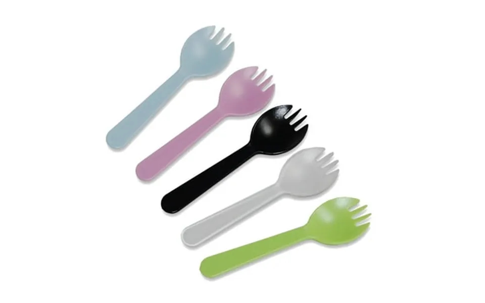 Upouart Disposable Plastic Sporks Blue 100pcs 4.5x1.3x0.2in