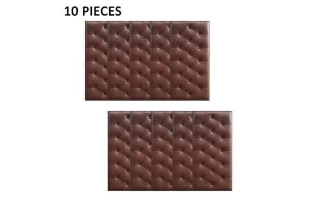 Urmagic 10pcs 3d Self-adhesive Leather Wall Stickers Thicken Anti-collision Waterproof Wall Mat Cushion For Kids Room Be product image