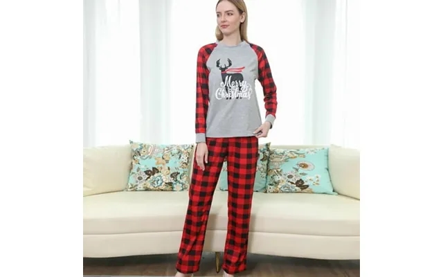 Urmagic Christmas Pajamas Set Xmas Reindeer Plaid Print Long-sleeve Family Matching Pjs Set For Women product image