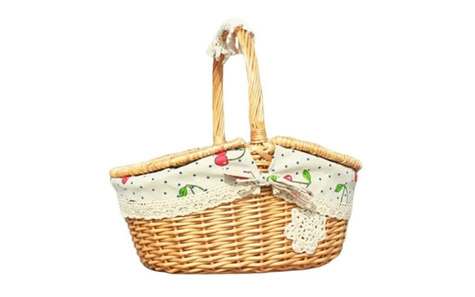 Urmagic For Camping Outdoor Birthday Party Wicker Picnic Basket With Lid And Handle Picnic Small Basket