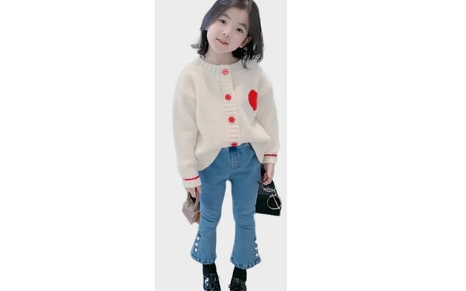 Urmagic Little Kids Toddler Girls Long Sleeve Love Heart Embroidered Cardigan Sweater Coat Spring Autumn Overweart 8-9y